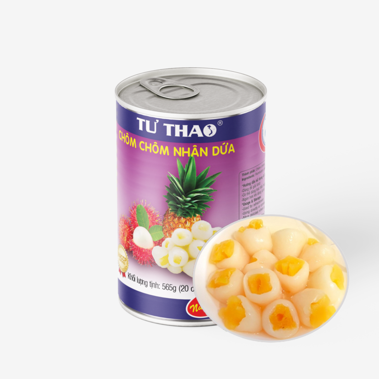 Chôm chôm nhân dứa ngâm đường đóng lon