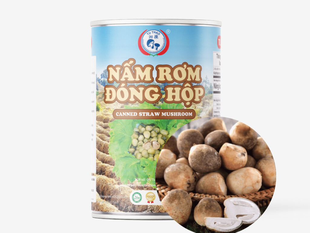 Nấm rơm nguyên quả đóng lon